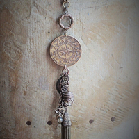 The Circle of Life Necklace w/Vintage 1950's Astrological & Spiritual Medal,Antique Clock Chain,Unique Chain Tassel+ More!