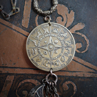 The Circle of Life Necklace w/Vintage 1950's Astrological & Spiritual Medal,Antique Clock Chain,Unique Chain Tassel+ More!