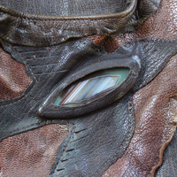 NEW! Rare Vintage Free Bird Sweet Smoke Leather Bag with Polished Agate, Fringe and Front Pocket