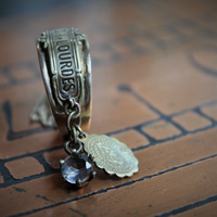 Our Lady Ring w/Antique French Souvenir de Notre Dame de Lourdes Plaque,10K Gold Band,Tiny Antique Gilt Marian Medal,Antique Tassel & Prong Set Crystal