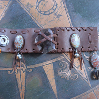 NEW! Free Form Smoky Quartz Cuff Bracelet with Jasperized Petrified Wood Beads, and Faceted Smoky Quartz Gemstone