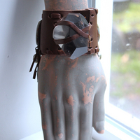 NEW! Free Form Smoky Quartz Cuff Bracelet with Jasperized Petrified Wood Beads, and Faceted Smoky Quartz Gemstone