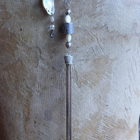 NEW! The Cure for Anything Necklace with Rare Anne Choi Sterling Bead, Multi Chain Tassel, Faceted White Topaz Tear Drop & Tiny Abalone Shell