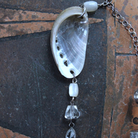 NEW! The Cure for Anything Necklace with Rare Anne Choi Sterling Bead, Multi Chain Tassel, Faceted White Topaz Tear Drop & Tiny Abalone Shell