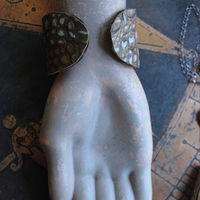 NEW! The Light Necklace & Cuff Bracelet Set with Sterling Belcher Chain, Unique Leather Cuff & Tassel, Two Wounded Heart Medals