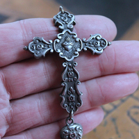 NEW! Flaming Sacred Heart Cross & Puffy Heart Bracelet 