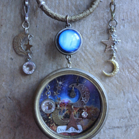 NEW! Divine Love Bracelet & Necklace Set with Antique Watch Case Cosmic Diorama, Glass Orb Earth, Moon & Sun and More!