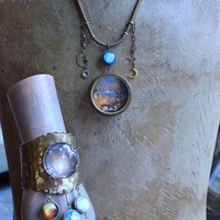 NEW! Divine Love Bracelet & Necklace Set with Antique Watch Case Cosmic Diorama, Glass Orb Earth, Moon & Sun and More!