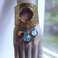 NEW! Divine Love Bracelet & Necklace Set with Antique Watch Case Cosmic Diorama, Glass Orb Earth, Moon & Sun and More!