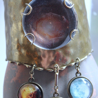 NEW! Divine Love Bracelet & Necklace Set with Antique Watch Case Cosmic Diorama, Glass Orb Earth, Moon & Sun and More!