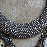 NEW! The Art of Becoming Necklace with Rare Antique Faceted Cut Steel Crescent Moon, Antique Compass & 4 Unique Antique Dangles