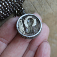 NEW! The Art of Becoming Necklace with Rare Antique Faceted Cut Steel Crescent Moon, Antique Compass & 4 Unique Antique Dangles