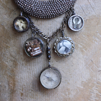 NEW! The Art of Becoming Necklace with Rare Antique Faceted Cut Steel Crescent Moon, Antique Compass & 4 Unique Antique Dangles