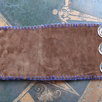 NEW! Wise Woman Kantha Cuff Bracelet with Brass Set Lapis Lazuli and Dozens of Hand Stitched Beads and Drops