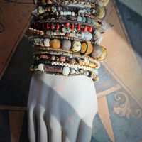 17 Stacking Artisan Gypsy Bangle Bracelets- Dozens of Beads,Unique Findings & Draping Chains!