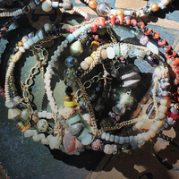 17 Stacking Artisan Gypsy Bangle Bracelets- Dozens of Beads,Unique Findings & Draping Chains!