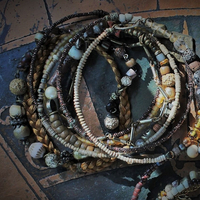 17 Stacking Artisan Gypsy Bangle Bracelets- Dozens of Beads,Unique Findings & Draping Chains!