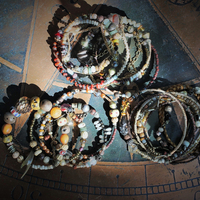 17 Stacking Artisan Gypsy Bangle Bracelets- Dozens of Beads,Unique Findings & Draping Chains!