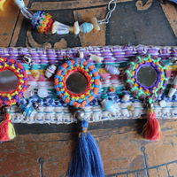 NEW!  A Joy Bracelet Set with Hand Stitched Kantha Textile,Embroidered Mirrors,Hand Made Beads,Sterling Rondelles,Mother of Pearl Beads & More!