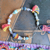 NEW!  A Joy Bracelet Set with Hand Stitched Kantha Textile,Embroidered Mirrors,Hand Made Beads,Sterling Rondelles,Mother of Pearl Beads & More!