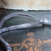 NEW! Antique French Braided Metal Thread Trim Necklace w/Silver Repousse Carved Bone Flaming Sacred Heart, Engraved Nun's Cross, Water Clear AAA Light Citrine Point