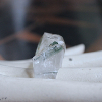 NEW! Rare Antique Clear Rock Quartz and Green Barrel Tourmaline Ring - size 8