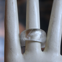 NEW! Rare Antique Clear Rock Quartz and Green Barrel Tourmaline Ring - size 8