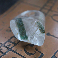 NEW! Rare Antique Clear Rock Quartz and Green Barrel Tourmaline Ring - size 8