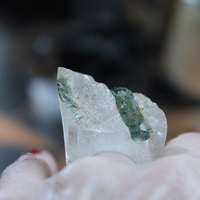 NEW! Rare Antique Clear Rock Quartz and Green Barrel Tourmaline Ring - size 8