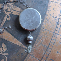 NEW! Rare Gem Collection Necklace with 9 Faceted Gemstones,Antique Pocket Watch Case, Sterling Belcher Chain and Sterling Tassel