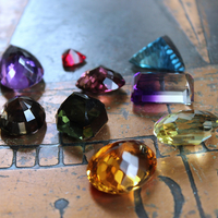 NEW! Rare Gem Collection Necklace with 9 Faceted Gemstones,Antique Pocket Watch Case, Sterling Belcher Chain and Sterling Tassel