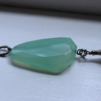 NEW! Checkerboard Faceted Peruvian Opal Pendant Necklace with Unusual Silver Tassel & Belcher Chain