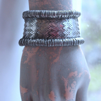 NEW! How to Fly Bracelet with Old Sterling Cuff, Sterling Cross, Raven Wing,Glass Quote Vessel & Sterling Capped Bead