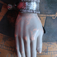 NEW! How to Fly Bracelet with Old Sterling Cuff, Sterling Cross, Raven Wing,Glass Quote Vessel & Sterling Capped Bead