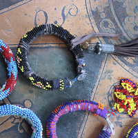 NEW! Set of 6 Authentic Tribal Seed Bead Bracelets with Various Drops & Dangles