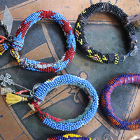 NEW! Set of 6 Authentic Tribal Seed Bead Bracelets with Various Drops & Dangles