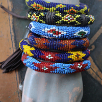 NEW! Set of 6 Authentic Tribal Seed Bead Bracelets with Various Drops & Dangles