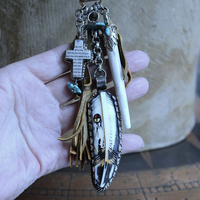 NEW! One Life Before You Necklace with Unique Painted Carved Bone Feather, Cross, Premium Distressed Leather Ties, Sterling Chain & More!