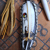 NEW! One Life Before You Necklace with Unique Painted Carved Bone Feather, Cross, Premium Distressed Leather Ties, Sterling Chain & More!