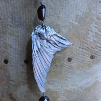 NEW! The Winds of your Soul Necklace with Amazing Faceted Almandine Garnet, Cast Bird Wing, Holy Spirit Dove & Puffy Heart Medal