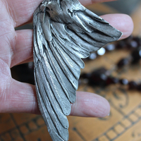 NEW! The Winds of your Soul Necklace with Amazing Faceted Almandine Garnet, Cast Bird Wing, Holy Spirit Dove & Puffy Heart Medal