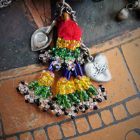 To the Gypsy that Remains Bracelet w/Antique Gypsy Bracelet, Sterling Engraved 3 of Swords Tarot Medal,Banjara Tassels, Kuchi Findings & Much More!