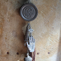 NEW! The Other Eye Necklace with Unusual Antique Pocket Watch Container, Sterling Findings,Vintage Palmistry Medal, All Seeing Eye Connector & More!