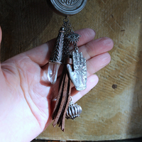 NEW! The Other Eye Necklace with Unusual Antique Pocket Watch Container, Sterling Findings,Vintage Palmistry Medal, All Seeing Eye Connector & More!