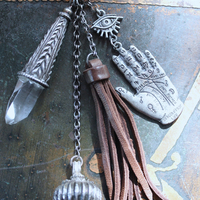 NEW! The Other Eye Necklace with Unusual Antique Pocket Watch Container, Sterling Findings,Vintage Palmistry Medal, All Seeing Eye Connector & More!