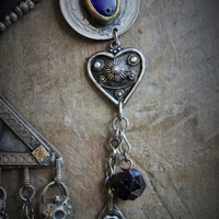 The Triumph Necklace w/Sterling Strength & Temperance Tarot Card Medals,Antique Gypsy Findings,Antique Sterling Snake Drop,Faceted Gemstones & More!