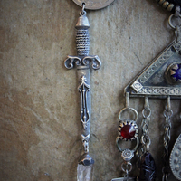The Triumph Necklace w/Sterling Strength & Temperance Tarot Card Medals,Antique Gypsy Findings,Antique Sterling Snake Drop,Faceted Gemstones & More!