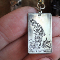 The Triumph Necklace w/Sterling Strength & Temperance Tarot Card Medals,Antique Gypsy Findings,Antique Sterling Snake Drop,Faceted Gemstones & More!