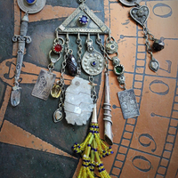 The Triumph Necklace w/Sterling Strength & Temperance Tarot Card Medals,Antique Gypsy Findings,Antique Sterling Snake Drop,Faceted Gemstones & More!