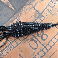 NEW! The Twilight Necklace with Rare French Crepuscle (Twilight) Medal, OOAK Long Antique Faceted Jet Bead Tassel, Bead Strands & Clasp
